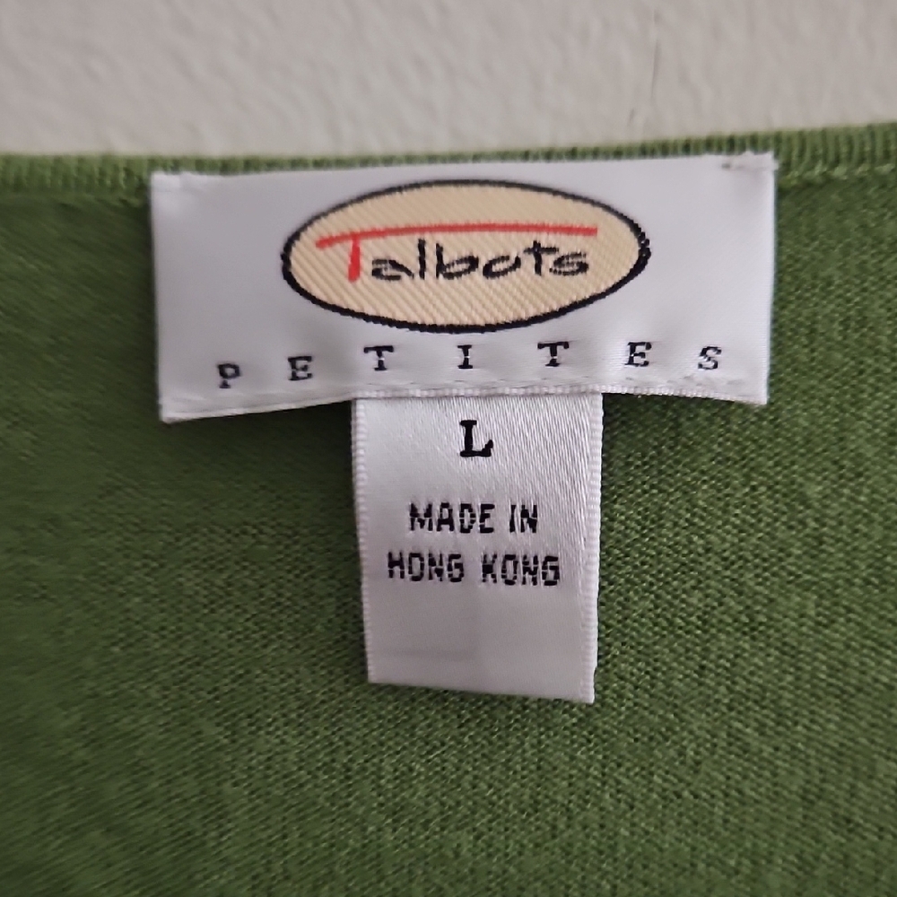 Talbots Olive Open Front Cardigan - Picture 2 of 3